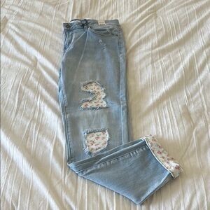 Floral Patch Light Blue Jeans